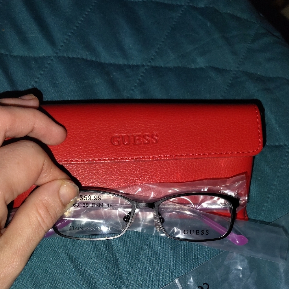 Guess Red Eyeglass Case with Glasses